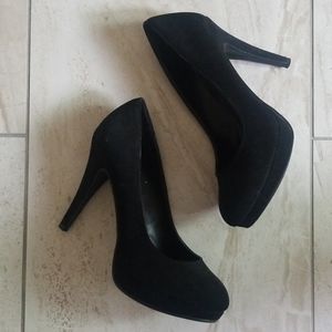 Black suede heels